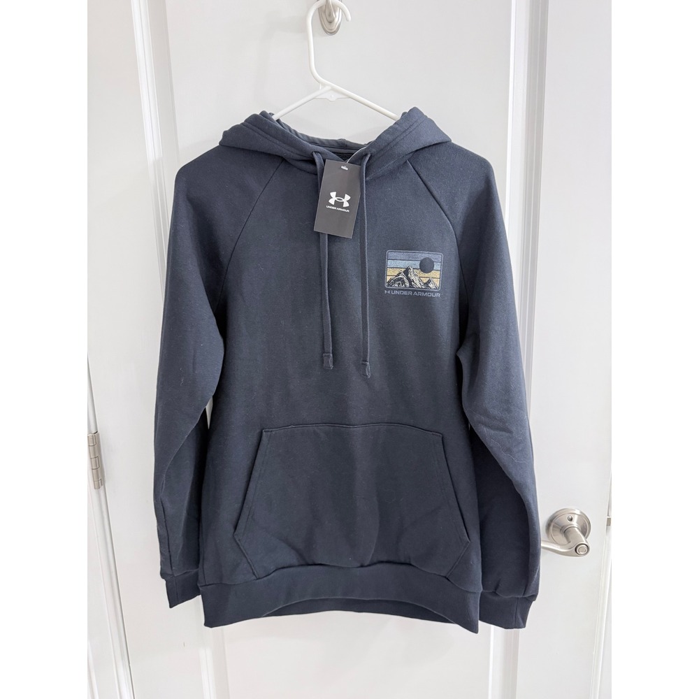 Under Armour Mens Rival Graphic OD Hoodie 2 Black Mountain Sunset Small NWT